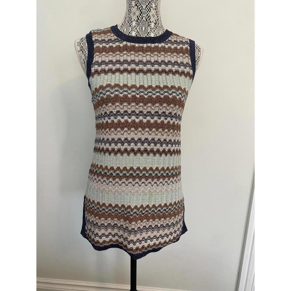 Topshop woven metallic thread tank tunic top size 6 missoni style
